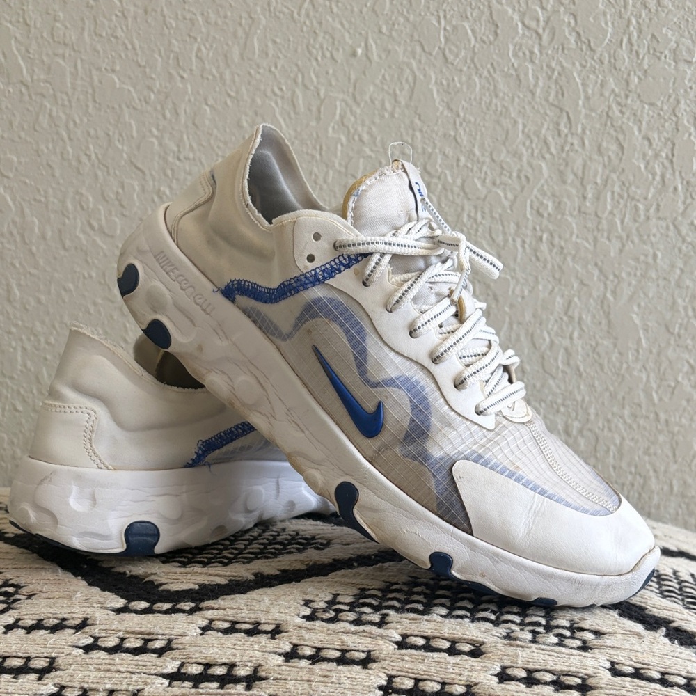 Nike Renew White and Blue Athletic Shoes Sneakers